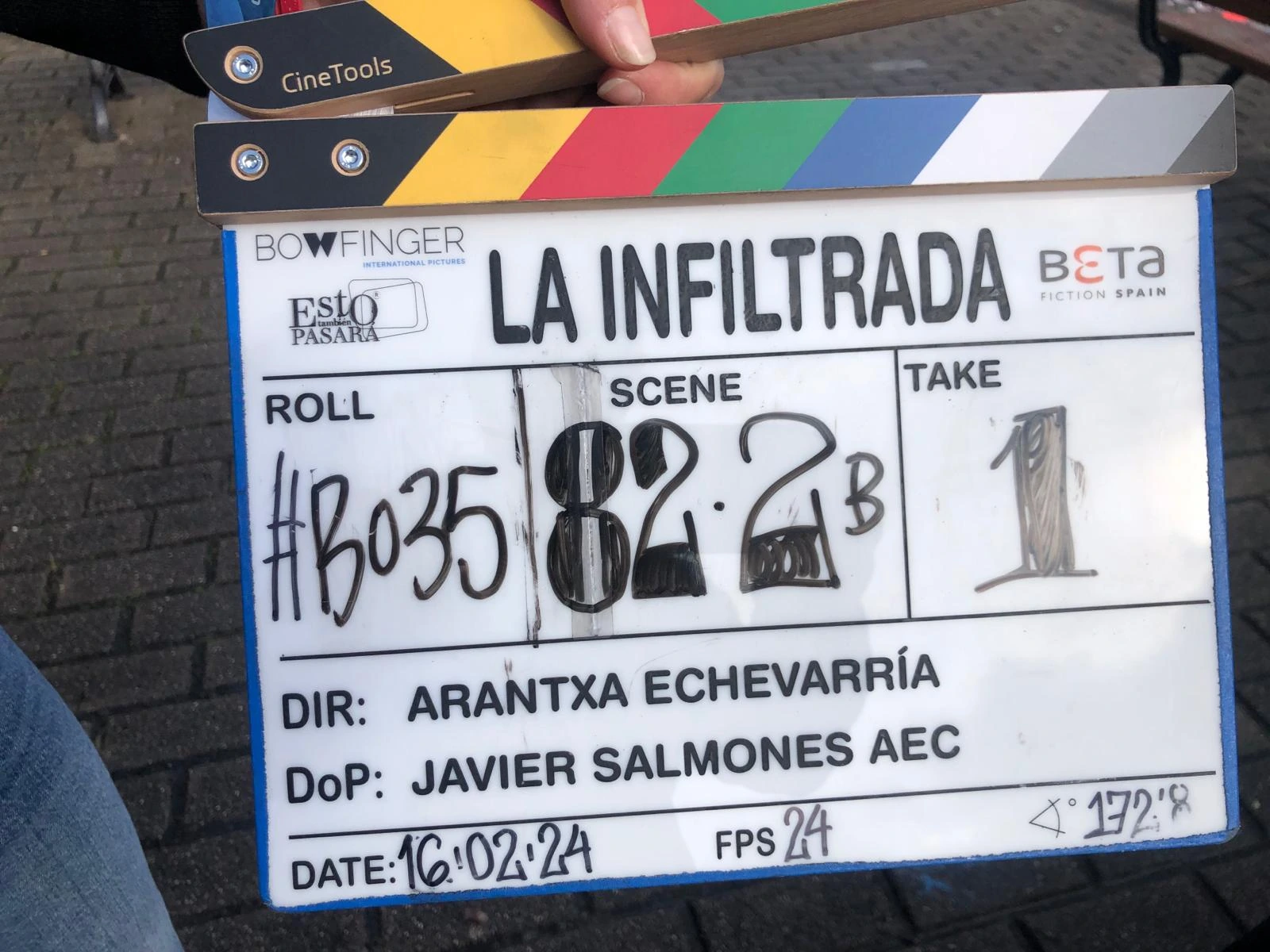 La infiltrada slate on set, shot with CFS Grip crew