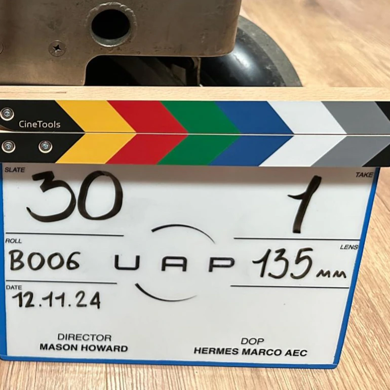 UAP slate on set, shot with CFS Grip crew